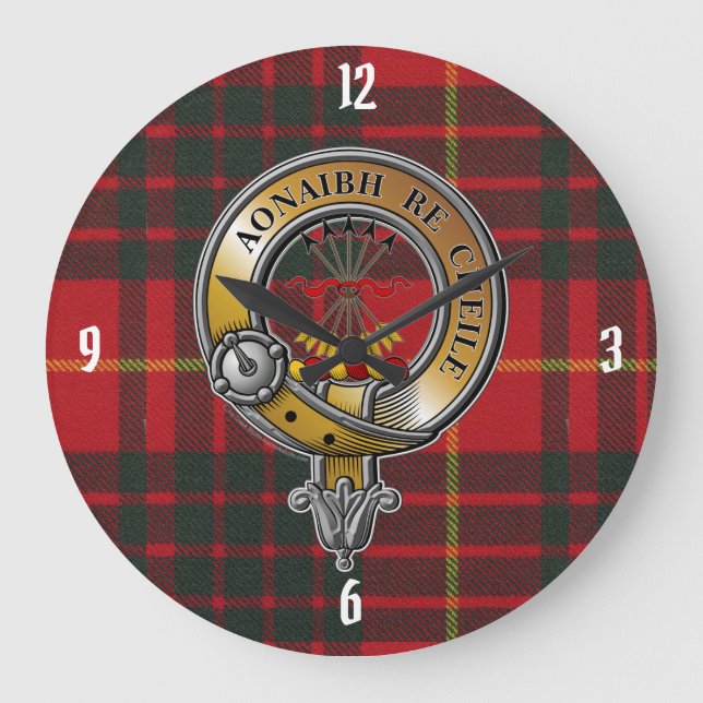 Reloj Redondo Grande Cameron Tartan & Badge (Anverso)