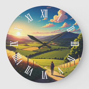 Reloj Redondo Grande Caminante del Camino de Santiago Paseo Atardecer
