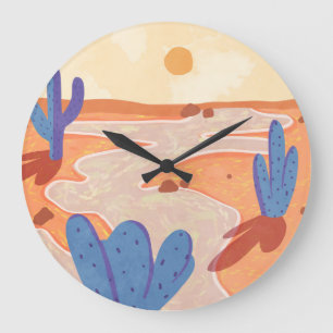 Reloj Redondo Grande Camino a través del desierto pintado