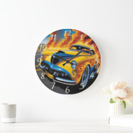 Reloj Redondo Grande Caminos calientes corriendo por una autopista de p