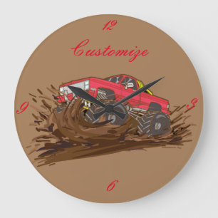Reloj Redondo Grande Camión de barro de 4 ruedas Thunder_Cove
