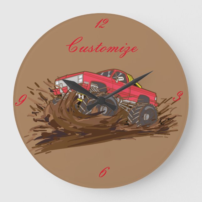 Reloj Redondo Grande Camión de barro de 4 ruedas Thunder_Cove (Anverso)