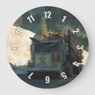 Reloj Redondo Grande Camión de registro de madera