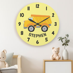 Reloj Redondo Grande Camión de Volteo de Construcción Lindo Pared de Do