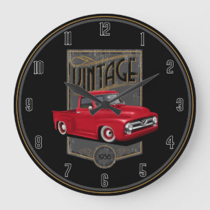 Reloj Redondo Grande Camión rojo vintage de 1956
