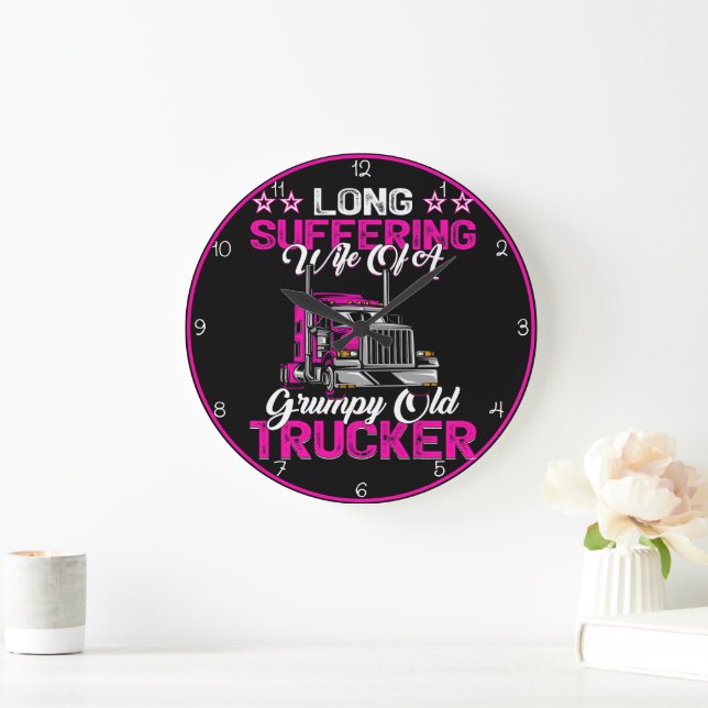 Reloj Redondo Grande Camionero gruñón de esposa que sufre mucho (Hogar)