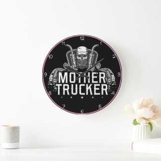 Reloj Redondo Grande Camionero Madre: Diseño Audaz de Cráneo
