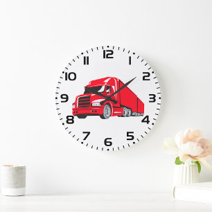 Reloj Redondo Grande Camionero Rojo Semicamión Big Rig