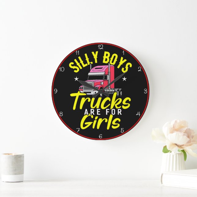 Reloj Redondo Grande Camiones De Niños Silly Son Para Chicas (Hogar)