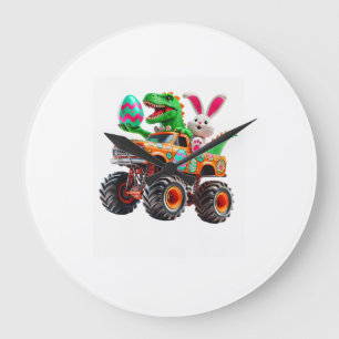 Reloj Redondo Grande Camioneta Monstruo Pascua Bunny T-Rex Dino Diverti
