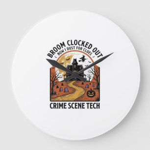 Reloj Redondo Grande Camisa de técnico de escena del crimen divertida f