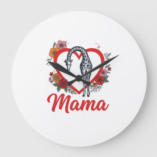 Reloj Redondo Grande Camisa Floral Corazón Mamá Jirafa Vintage Diseño_1