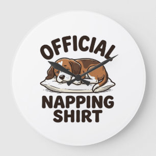 Reloj Redondo Grande Camisa Oficial para Dormir Perro Dormilón Diseño V