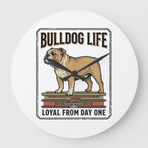 Reloj Redondo Grande Camiseta Amante del Bulldog Arte de Perro Grabado