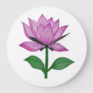 Reloj Redondo Grande Camiseta básia mujer, con flor rosada