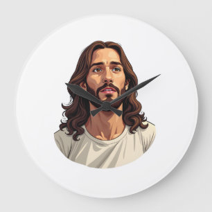 Reloj Redondo Grande Camiseta blanca grabada vintage rostro Jesús Miser