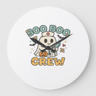 Reloj Redondo Grande Camiseta Boo Boo Crew � Enfermera de Halloween Fan
