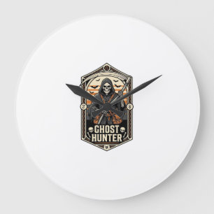 Reloj Redondo Grande Camiseta Cazador de Fantasmas Diseño de Halloween 