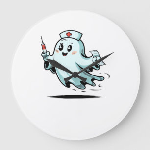 Reloj Redondo Grande camiseta clásica de enfermera fantasma_2