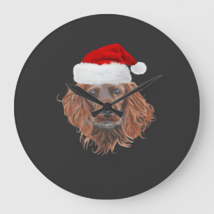 Reloj Redondo Grande Camiseta clásica de Navidad Irish Setter