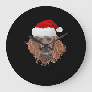 Reloj Redondo Grande Camiseta clásica de Navidad Irish Setter