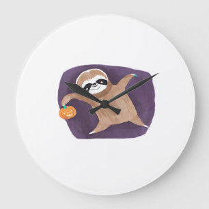 Reloj Redondo Grande Camiseta Clásica de Perezoso de Halloween con Cala