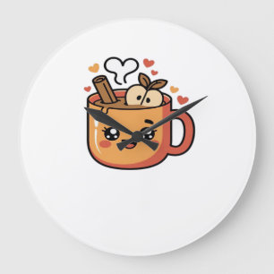 Reloj Redondo Grande Camiseta clásica de té otoñal kawaii