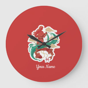 Reloj Redondo Grande Camiseta con símbolo artístico del zodiaco Acuario