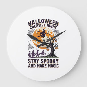 Reloj Redondo Grande Camiseta Creativa de Halloween Arte de Luna Espelu
