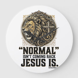 Reloj Redondo Grande Camiseta Cristiana Cruz León Jesús Está Volviendo