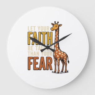 Reloj Redondo Grande Camiseta cristiana vintage de jirafa Faith Over Fe