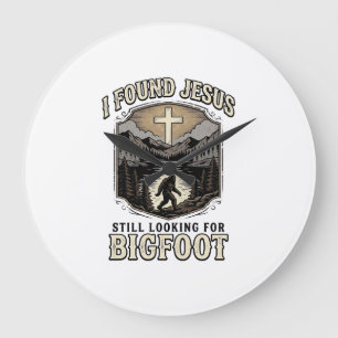 Reloj Redondo Grande Camiseta cristiana vintage divertida Jesús Bigfoot
