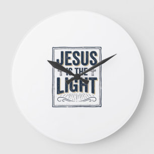 Reloj Redondo Grande Camiseta Cristiana Vintage Jesús Es La Luz