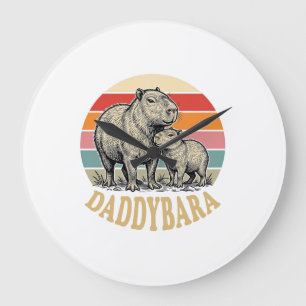 Reloj Redondo Grande Camiseta Daddybara Capybara Dad Vintage Atardecer_