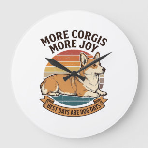 Reloj Redondo Grande Camiseta de Amante de Corgi Grabado Vintage Cita d