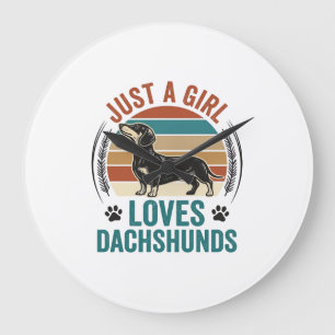 Reloj Redondo Grande Camiseta de amante de Dachshund Gráfico de perro d