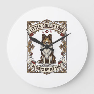 Reloj Redondo Grande Camiseta de Amante de Perro Collie con Cita de Gra