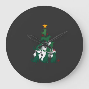 Reloj Redondo Grande Camiseta de árbol de Navidad para perros - Navidad