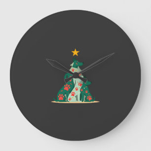 Reloj Redondo Grande Camiseta de árbol de Navidad para perros - Navidad