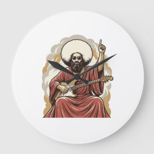 Reloj Redondo Grande Camiseta de arte vectorial de guitarrista con grab