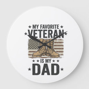 Reloj Redondo Grande Camiseta de Botas de Combate Patrióticas para Papá