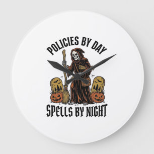 Reloj Redondo Grande Camiseta de Bruja de Seguro Divertida Gráfica de A