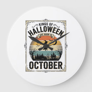 Reloj Redondo Grande Camiseta de bruja vintage de cumpleaños de Hallowe