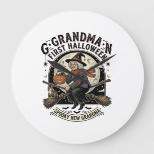 Reloj Redondo Grande Camiseta de bruja vintage de Halloween de la abuel