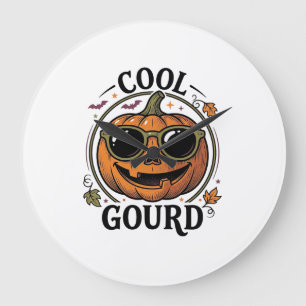 Reloj Redondo Grande Camiseta de calabaza genial grabado vintage Hallow