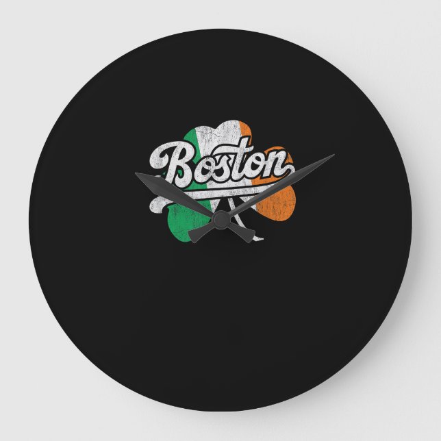 Reloj Redondo Grande Camiseta de camiseta irlandesa de Boston (Anverso)