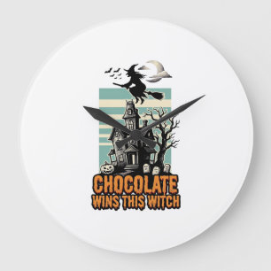 Reloj Redondo Grande Camiseta de chocolate de bruja Diseño de regalo du