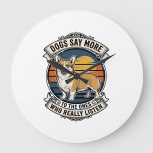 Reloj Redondo Grande Camiseta de Corgi Vintage Grabado Amante de los Pe