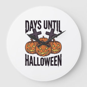 Reloj Redondo Grande Camiseta de Cuenta Regresiva de Halloween Diseño d
