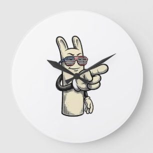 Reloj Redondo Grande Camiseta de dibujos animados de mano señalando pat